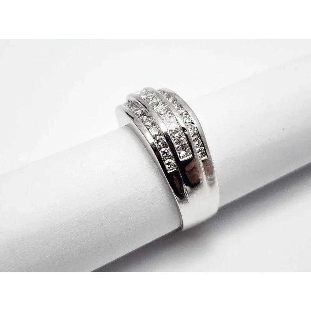 Unique 14K Karat Solid White Gold Designer Diamond Men's Ring Size 11.5 - 2.60ct